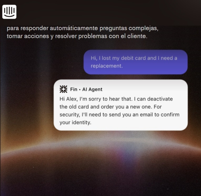 Captura de la página de Intercom, otra de las mejores webs para crear chatbots